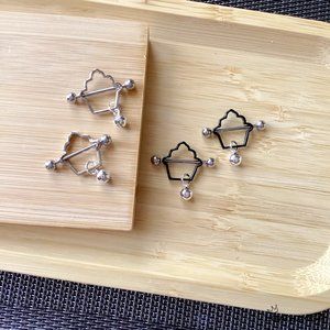 Cute Icecream Pierced Nipple Rings with Bell